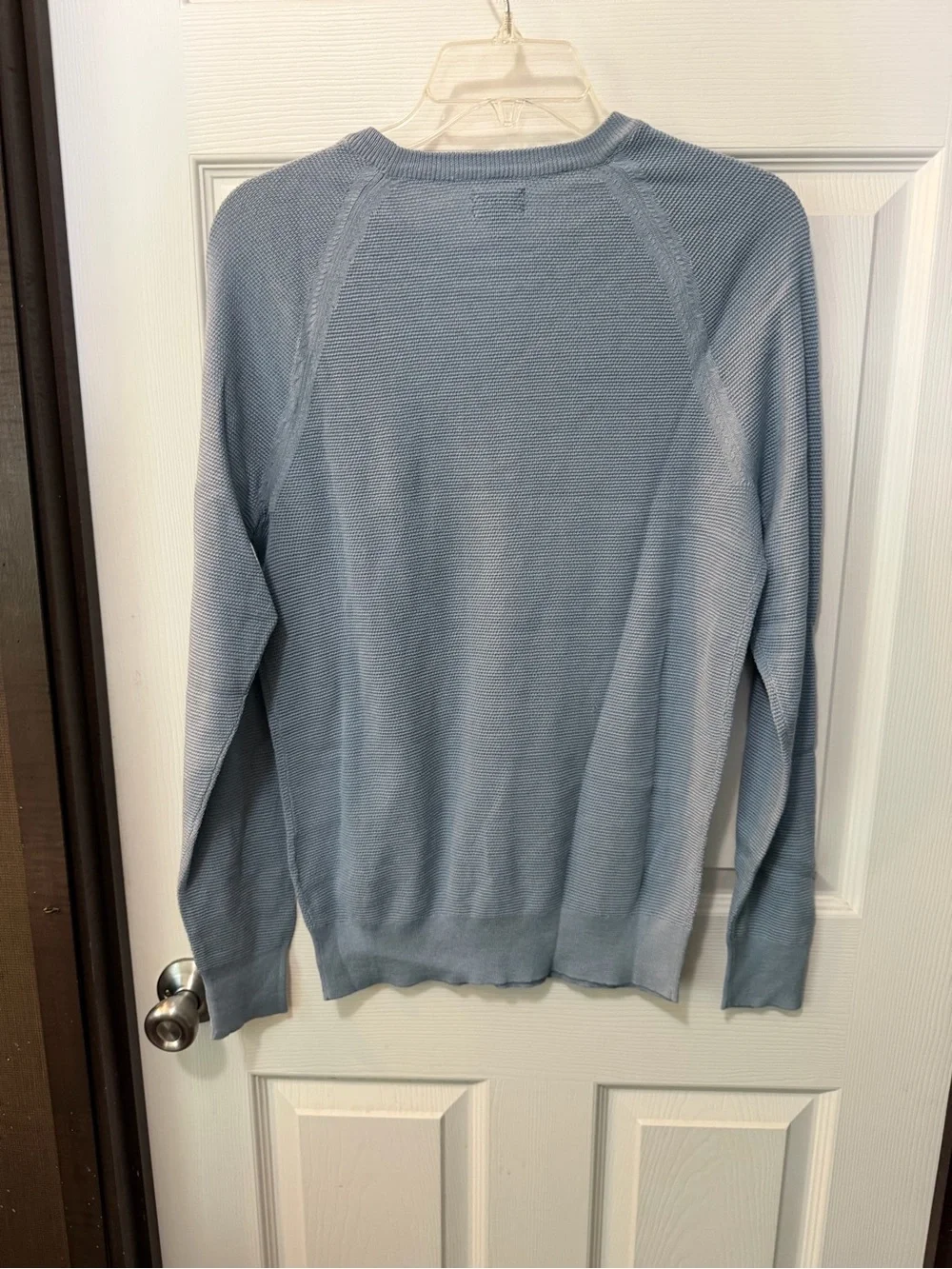 NWT J. Crew Men's Light Blue Crewneck Cotton Subtle Waffle Knit Sweater Sz S